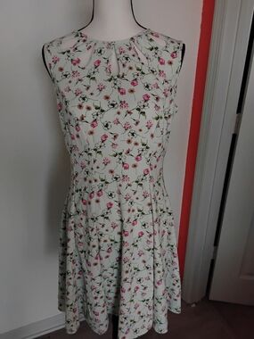 Danny & Nicole Mint Floral Keyhole Fit & Flare Dress